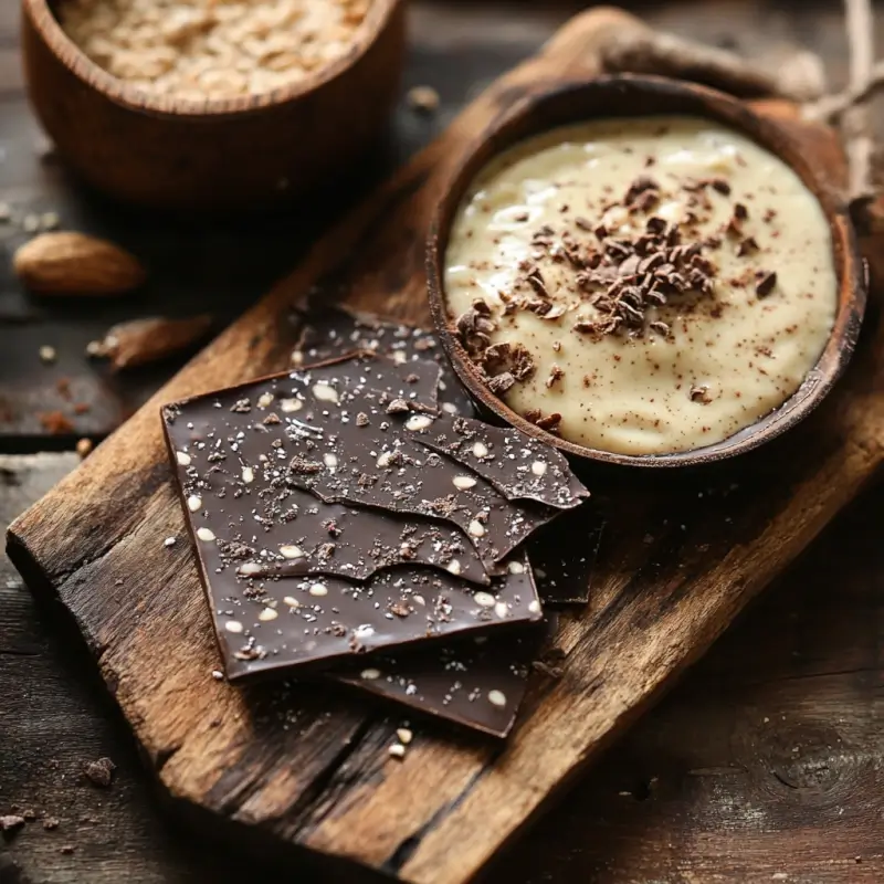 Luxurious Dubai chocolates with tahini, gold leaf, pistachios, and dark chocolate, arranged on a patterned tray with Middle Eastern motifs